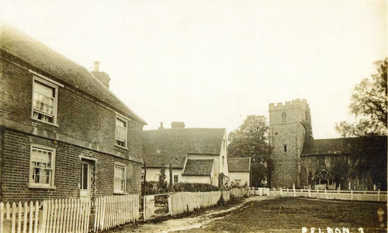  Peldon Church. The house on the left is Sleyes. 
Cat1 Places-->Peldon-->Buildings