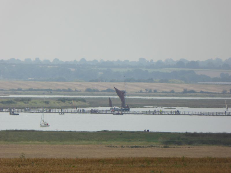 Sailing barge CYGNET in the Pyefleet Channel at the Strood, West Mersea. There was once a wharf here regularly used by barges, but now it is seriously silted up and the channel is narrowing. 
Cat1 Mersea-->Strood Cat2 Barges-->Pictures