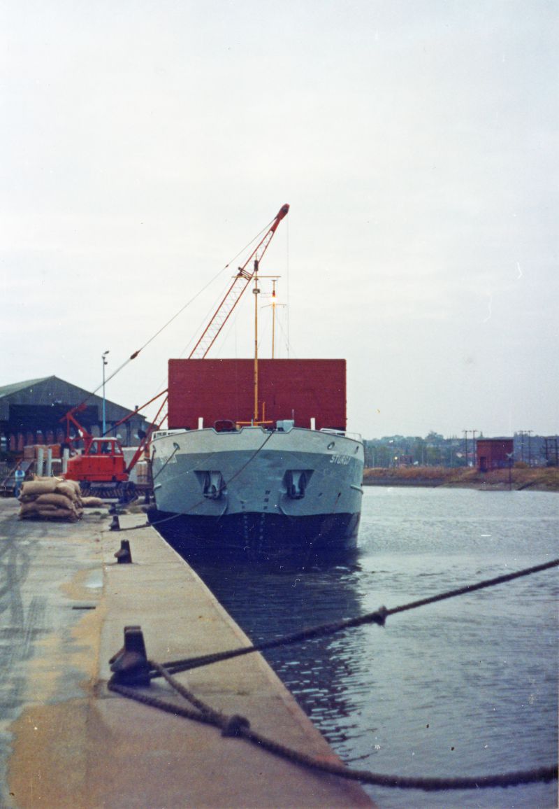  STURDY - coasters at Colchester Hythe.

499 tons, built Tczew, Poland, 1973. Renamed STEADY 1984, STURDY 1989, EAGLE 1996, ALEJANDRA - 1996, LAZARUS 1999.

STURDY registered Willemstad, Netherlands Antilles, owner Karimata Shipping. 
Cat1 Places-->Colchester-->Hythe Cat2 Ships and Boats-->Merchant -->Power