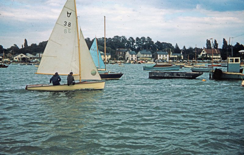  Boats at West Mersea Hard.
35mm slide by Jean Booth. 
Cat1 Mersea-->Old City & the Hard Cat2 Yachts and yachting-->Sail-->Small yachts / dinghies