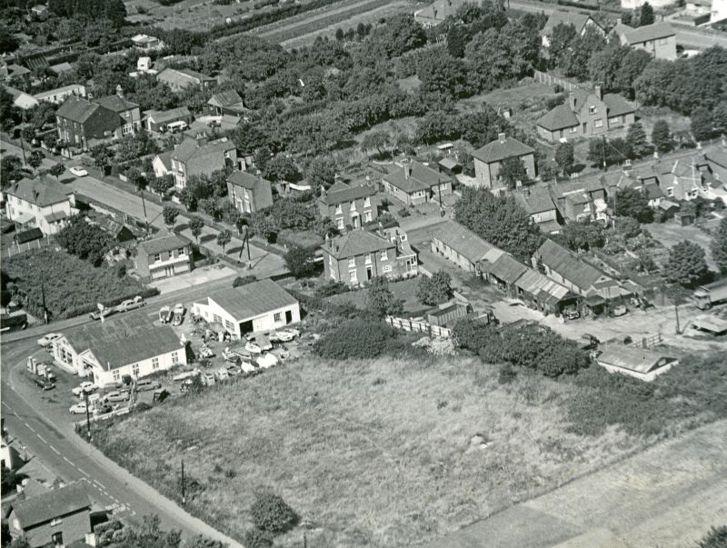 Barfield Road and High Street North with Griffon Garage on the left. Griffon Garage is now the site of Tesco and in the lower centre are the Fire Station and Vince Close. Coronation Villas, close to top right, is now the site of Mersea Court on High Street North. 

The first house on the right in Mersea Avenue is Claremont - it was later demolished and two bungalows built on the site.

An ...
Cat1 Aerial Views-->Mersea