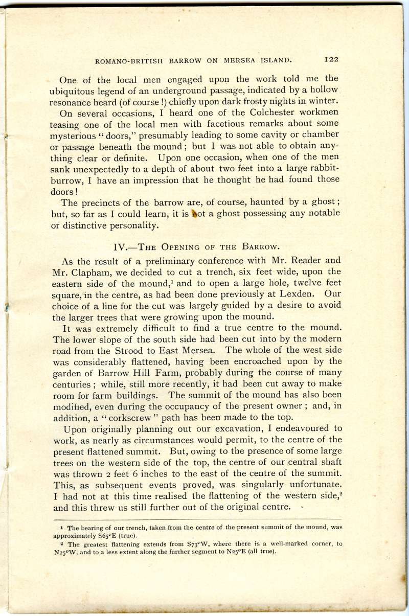  Opening of Romano-British Barrow Page 122.

IV. The Opening of the Barrow. 
Cat1 Mersea-->Barrow-->Reports