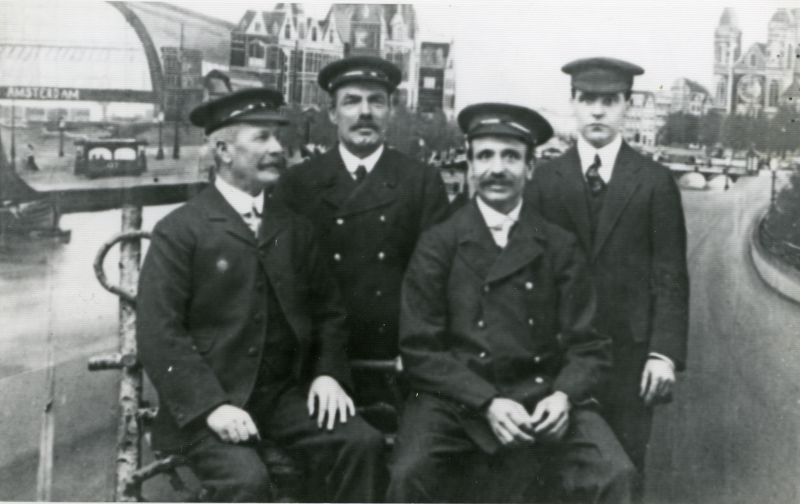 Click to Pause Slide Show


 After guard of CREOLE 54 tons.

1890-1913 569 starts, 339 prizes, 166 firsts, 132 seconds, 38 thirds, 3 fourths.

L-R Captain Charles Leavett, Sam Heard Mate, Bill Gager 2nd Mate, Fred Layzell C. Steward.

CREOLE was built 1890 Forrestt & Co. Ltd., Wivenhoe. Composite. Offical No. 98113. Scrapped Brightlingsea 1931. 
Cat1 People-->Fishermen and Seamen Cat2 Yachts and yachting-->Sail-->Larger