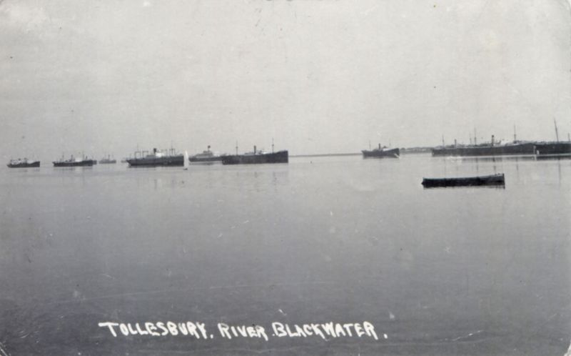 Ships laid up in River Blackwater off Tollesbury. VOLTAIRE is just left of centre - she left the river 7 May 1932. Date: 1931.