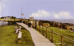 Victoria Esplanade and beach, West Mersea, looking to the Two Sugars Cafe --- formerly a World War 2 gun emplacement. c1955.