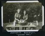  Girl Guides - 1936 Camp.
 Marjorie, Barbara. Wash Day.  GG01_023_001
