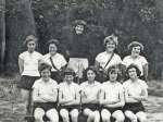 8. ID AWA_063 Netball or Rounders team at West Mersea School 1957 - 1958. 
Back row: Wendy Stubbings, Marlene Fletcher, Shirley Ward (Teacher). Christine Russell, ...
Cat1 Mersea-->Schools-->Pictures Cat2 People-->Sport