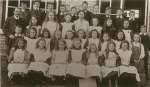 93. ID PBA_110_001 Birch School group around 1909-1910.
Back row 4 L-R: 1., 2. Charlie Everitt, 3., 4., 5., 6., 7., 8., 9., 10.
Row 3: 1. Head Teacher Mr Walsh, 2. Eva ...
Cat1 Birch-->School