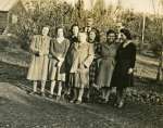 7287. ID PBA_160_001 Birch School Teachers - 1945. 
L-R 1., 2., 3., 4. Mrs Walker ?, 5. Mr H.J. Figg Edgington (Headmaster), 6. Miss Whiting, 7. Miss Buxton, 8. T.B. Millatt, ...
Cat1 Birch-->School