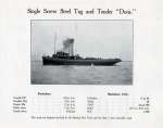  Single Screw Steel Tug and Tender DORIS. Designed and built for Bombay Port Trust. 
 From Otto Andersen catalogue.
 Ships Built on the River Colne 2009 has Yard No. 1223 completed April 1914.  BOXD1_002_009