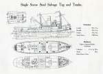  Single Screw Steel Salvage Tug and Tender. Plan. From Otto Andersen catalogue.  BOXD1_002_010
