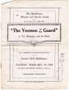  The Yeoman of the Guard. Programme page 1. 
 By W.S. Gilbert and Arthur Sullivan, at the Foresters; Hall, Brightlingsea.
 Brightlingsea Musical and Operatic Society.  JA16_101