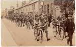 194. ID SD01_043_003 Cyclist Battalion WW1.
Card written to Miss Daisy Smith, West Mersea Mill.
Dear Daisy, 
...
This is a photo of our company just leaving our ...
Cat1 Families-->Smith Cat2 War-->World War 1