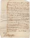  Document from Deeds of Sleyes, Peldon.
 Agreement of sale of Sleyes by Edward Ransome to John White and acknowledgement of deposit.
</p><p>For transcription see <a href=mmresdetails.php?col=MM&ba=cke&typ=ID&pid=SLY_007_101>SLY_007_101 </a>  SLY_007_001