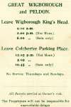 3. ID JRT_THP_003 Thorp's Reliance Coaches
Great Wigborough and Peldon.
Wigborough King's Head to Colchester Parking Place.
Cat1 Places-->Wigborough Cat2 Places-->Peldon Cat3 Places-->Peldon
