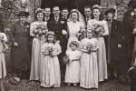 350. ID HH07_007_007 Hewes Wedding at West Mersea parish Church.
Leonard 'Joe' Hewes married Blanche May Green 14 February 1948.
Original card to Aunt Maud with love from ...
Cat1 Families-->Hewes Cat2 Families-->Green Cat3 Families-->Green