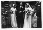 302. ID HAY_RON_026 Bet & Tom wedding with Ron Pullen on the rhs.
Elizabeth Lilian Hewes and Thomas Gerald Pullen married West Mersea Parish Church, 28 June 1941.
Cat1 Families-->Pullen Cat2 Families-->Hewes